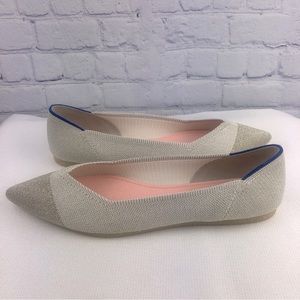 Rothy’s The Point Diamond Metallic sparkly pointed captoe flat shoes size 11